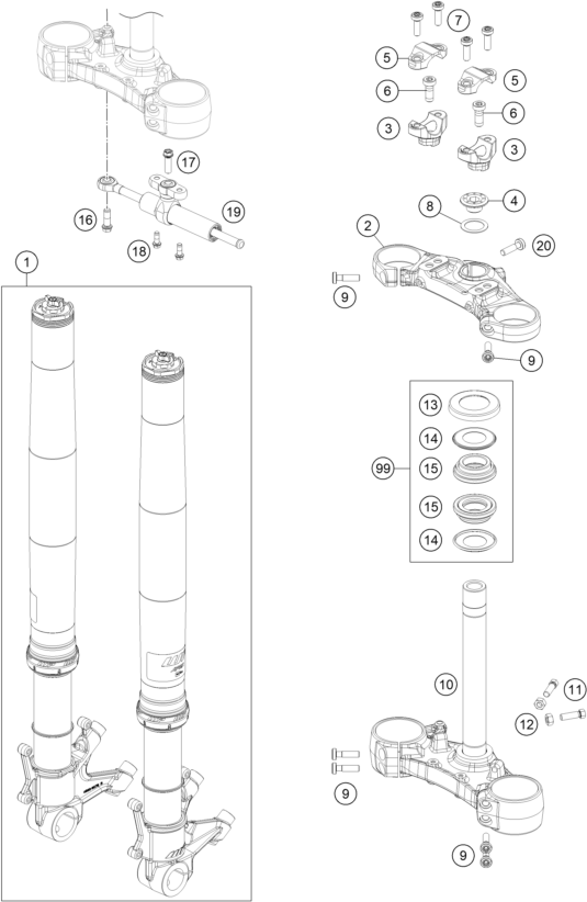 Explosionsgrafik TELEGABEL, GABELBRÜCKE