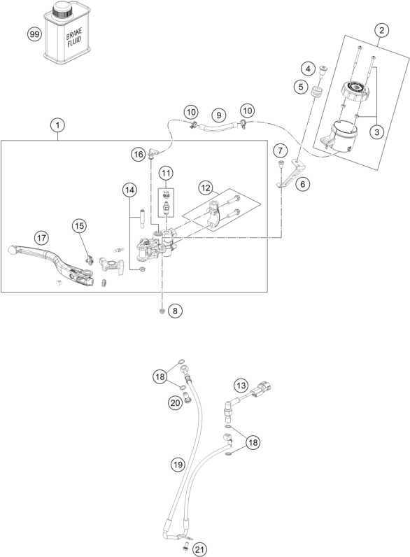 Explosionsgrafik BETÄTIGUNG VORDERBREMSE