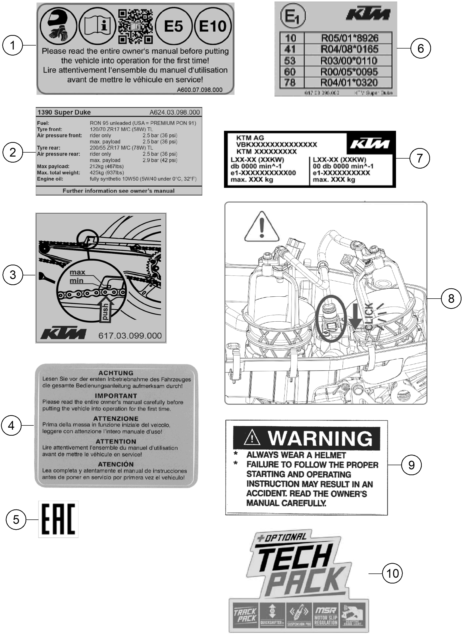 Explosionsgrafik TECHNISCHE INFO AUFKLEBER