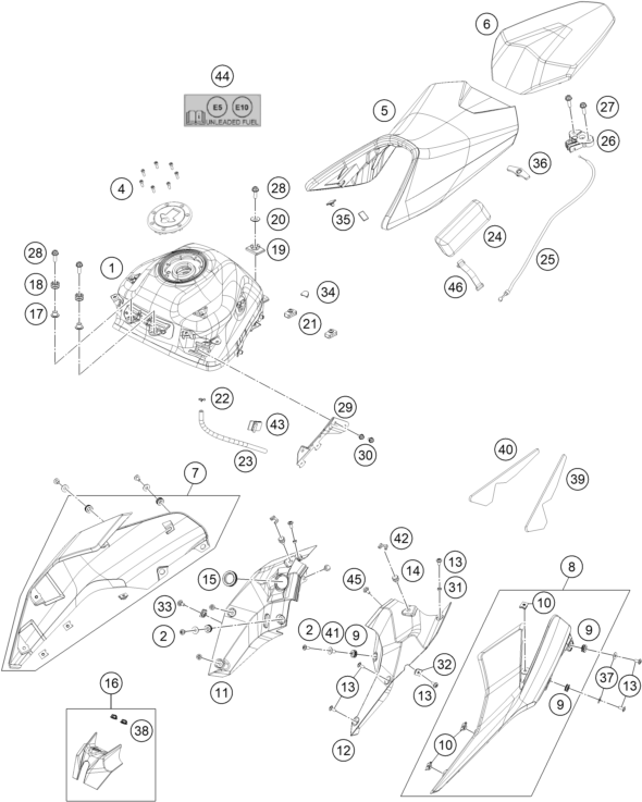 Explosionsgrafik TANK, SITZBANK