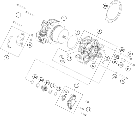 Explosionsgrafik MOTORGEHÄUSE