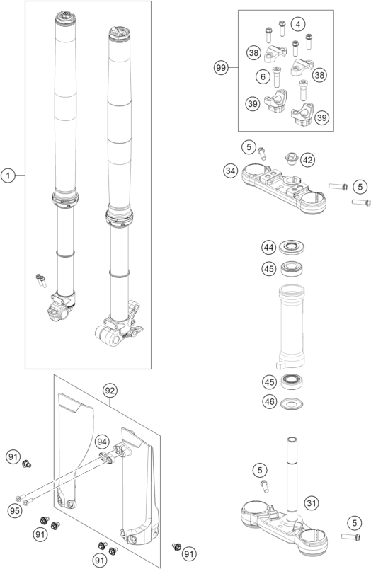 Explosionsgrafik TELEGABEL, GABELBRÜCKE