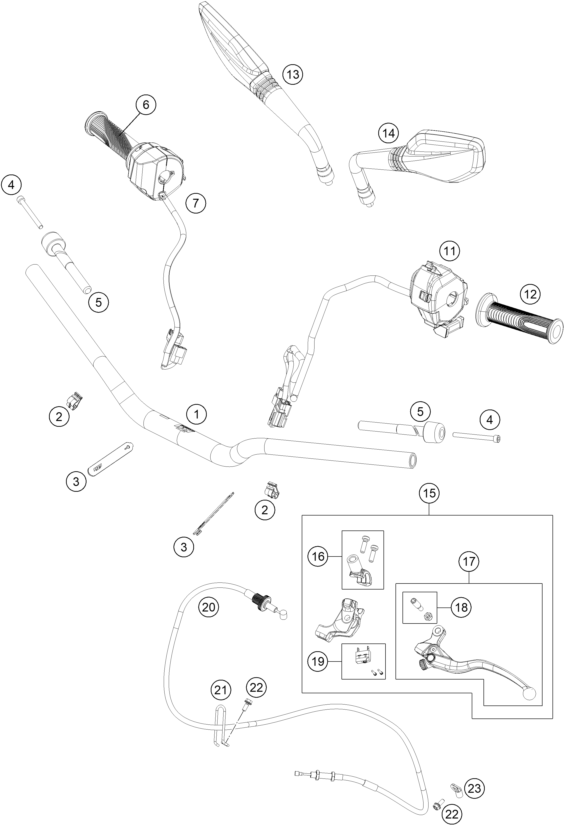 Explosionszeichnung der Baugruppe LENKER, ARMATUREN, Position 6 ist markiert