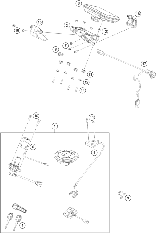 Explosionsgrafik INSTRUMENTE / SCHLOSSSYSTEM