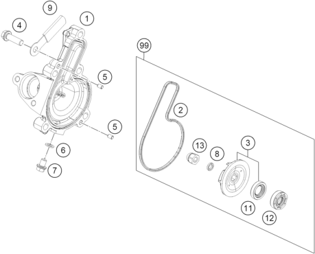 Explosionsgrafik WASSERPUMPE