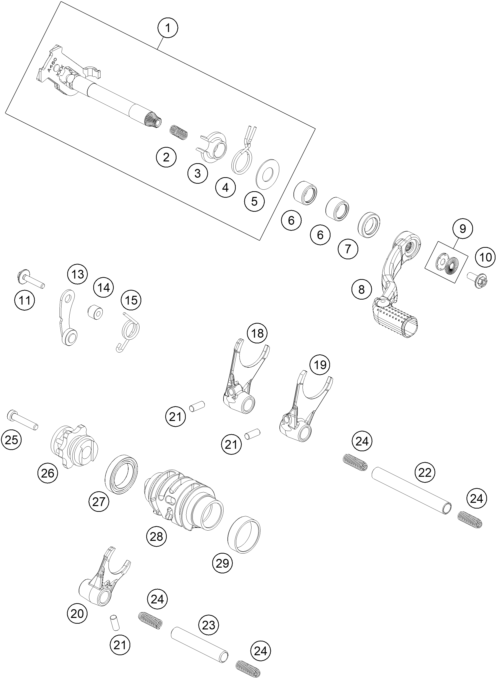 Explosionszeichnung der Baugruppe SCHALTUNG, Position 19 ist markiert
