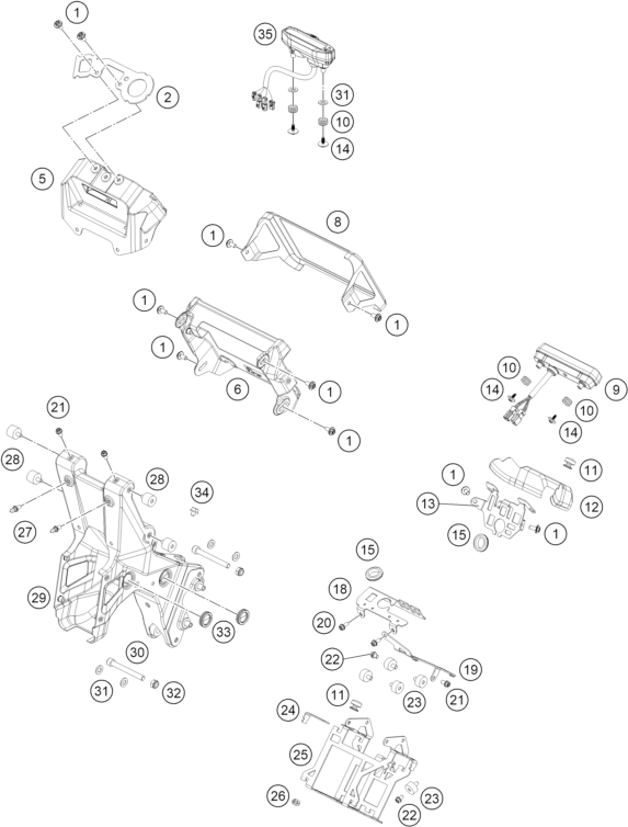 Explosionszeichnung der Baugruppe INSTRUMENTE / SCHLOSSSYSTEM, Position 5 ist markiert