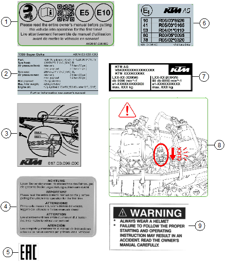 Explosionsgrafik TECHNISCHE INFO AUFKLEBER