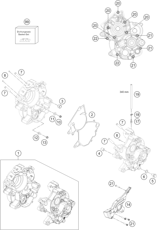Explosionsgrafik MOTORGEHÄUSE