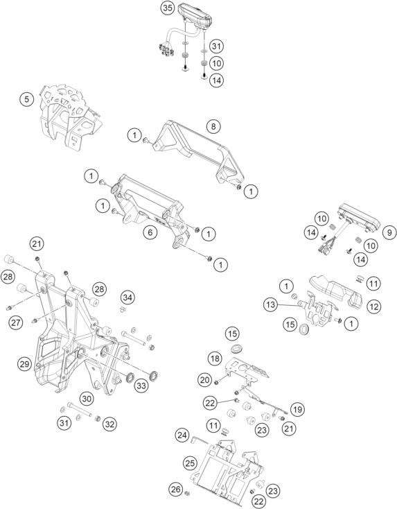 Explosionszeichnung der Baugruppe INSTRUMENTE / SCHLOSSSYSTEM, Position 18 ist markiert