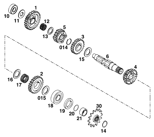 Explosionsgrafik GETRIEBE II - ABTRIEBSWELLE