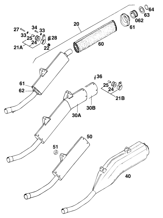Explosionszeichnung der Baugruppe ENDDÄMPFER, Position 20 ist markiert