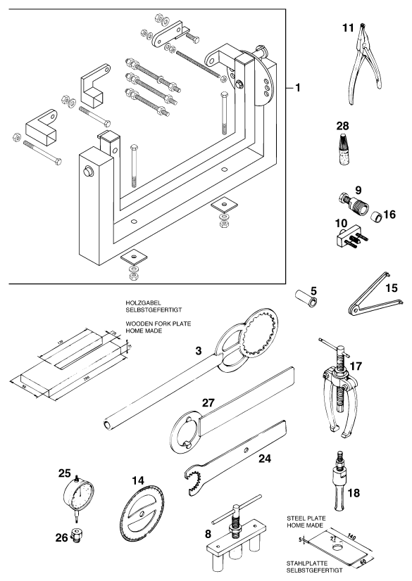 Explosionsgrafik SPEZIALWERKZEUG (Motor)
