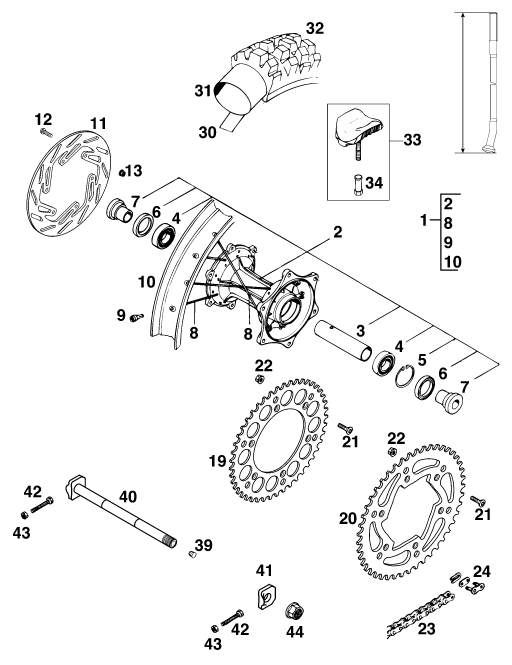 Explosionsgrafik HINTERRAD