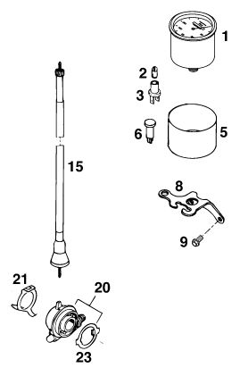 Explosionszeichnung der Baugruppe INSTRUMENTE / SCHLOSSSYSTEM, Position 1 ist markiert
