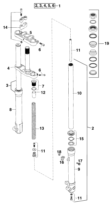 Explosionsgrafik TELEGABEL, GABELBRÜCKE