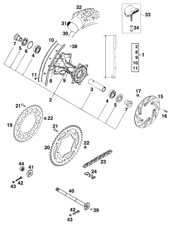 Explosionsgrafik HINTERRAD