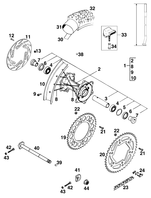 Explosionsgrafik HINTERRAD