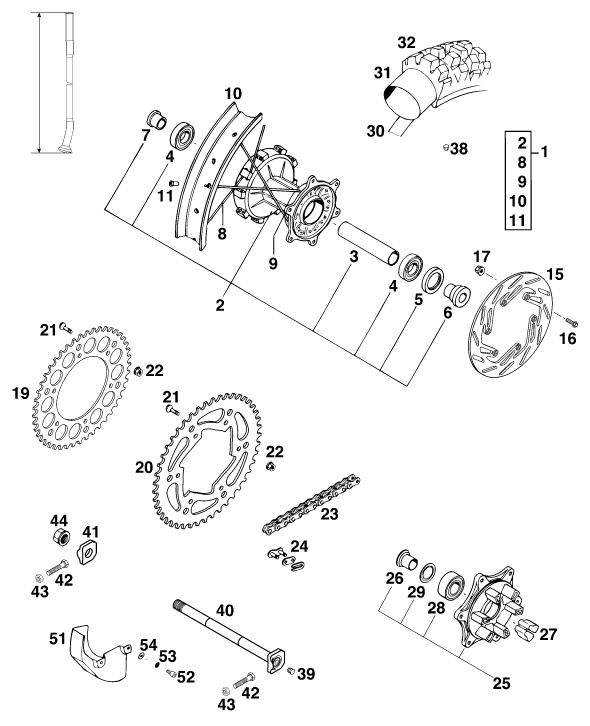 Explosionsgrafik HINTERRAD