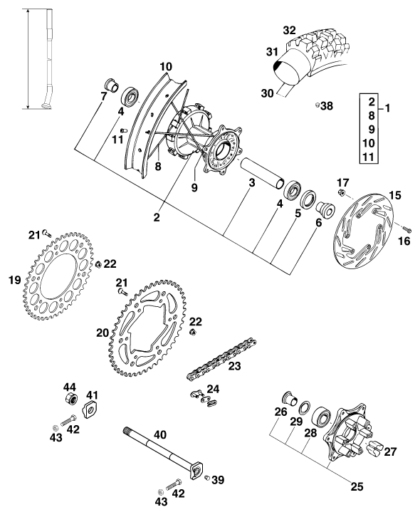 Explosionsgrafik HINTERRAD