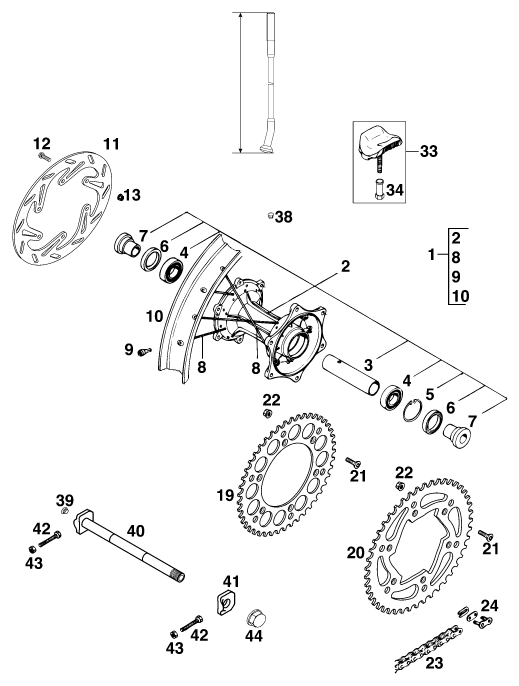 Explosionsgrafik HINTERRAD