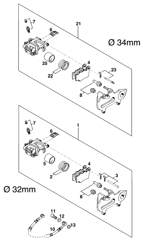 Explosionsgrafik BREMSZANGE HINTEN