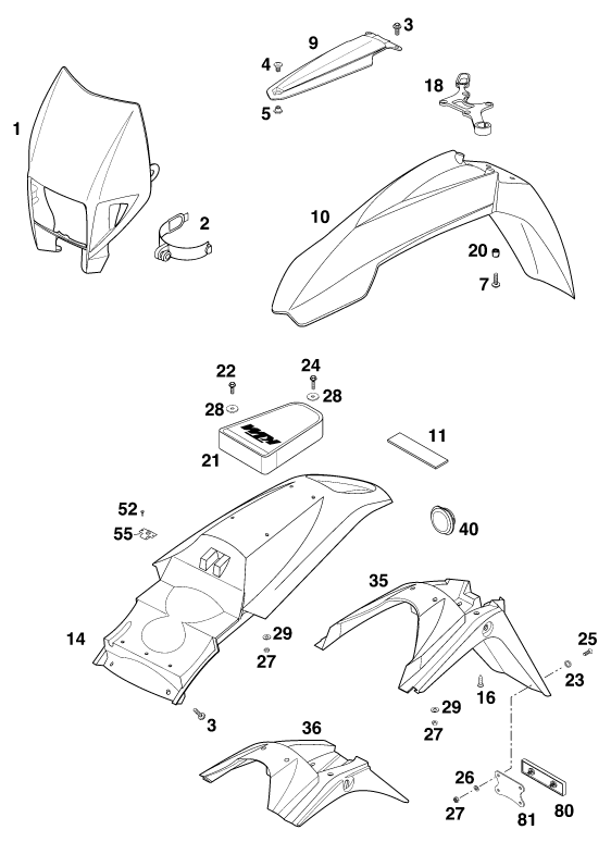 Explosionsgrafik MASKE, KOTFLÜGEL