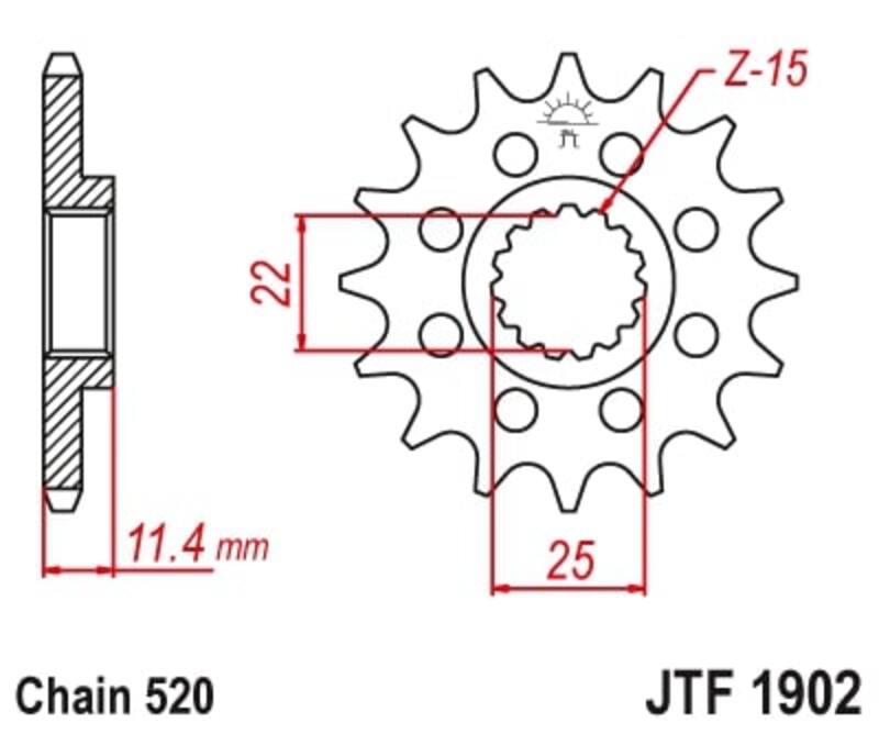 JT SPROCKETS Geräuschgedämpftes Stahlritzel vorne - 520