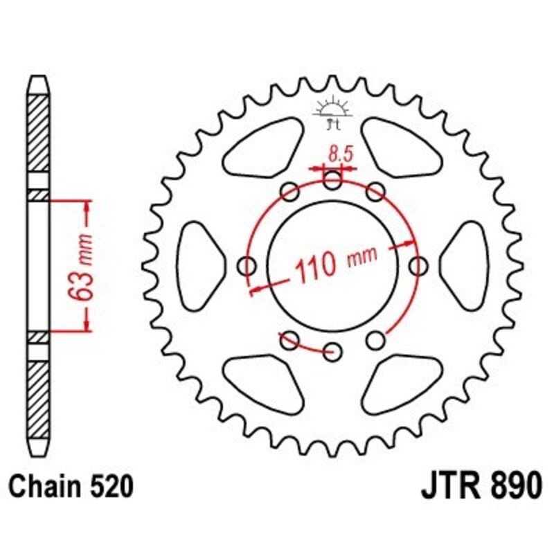 JT SPROCKETS Kettenrad Stahl Standard - 520