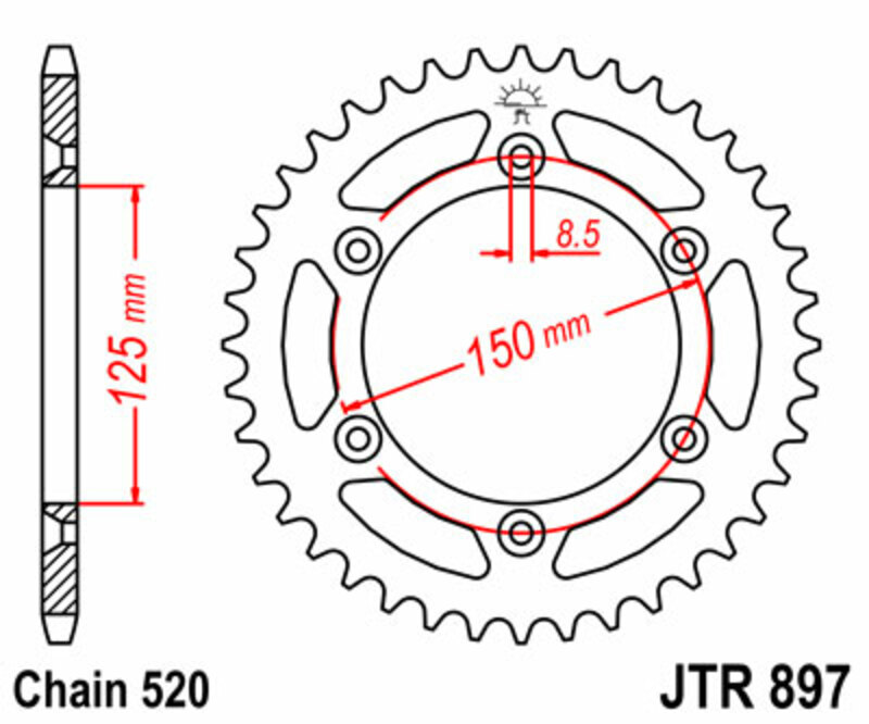 JT SPROCKETS Kettenrad Stahl Standard - 520