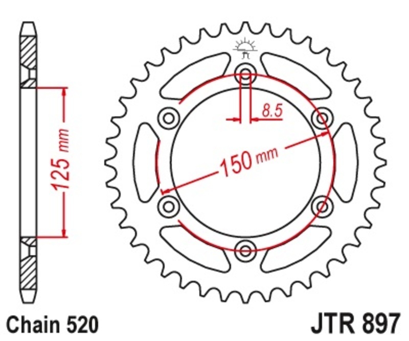 JT SPROCKETS Kettenrad Stahl Standard - 520