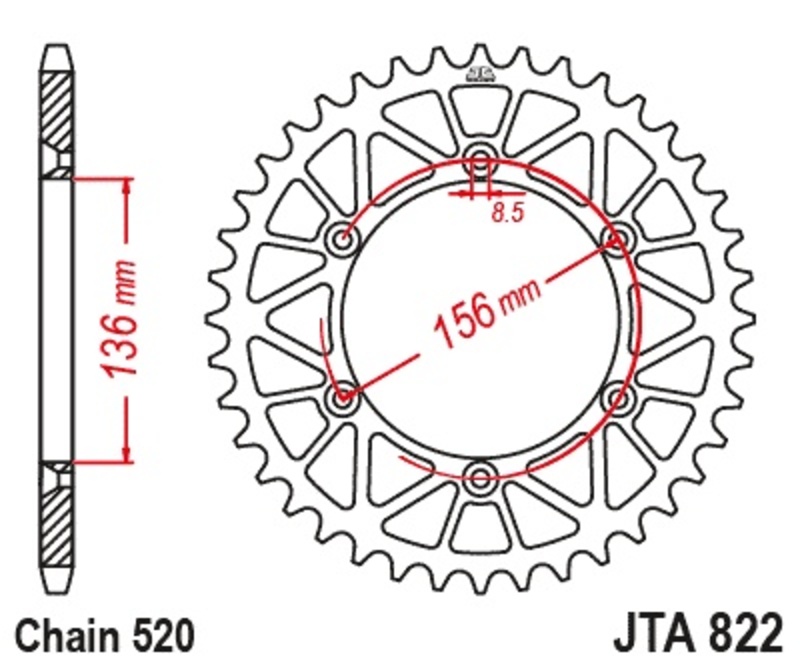 JT SPROCKETS Kettenrad Alu Standard - 520